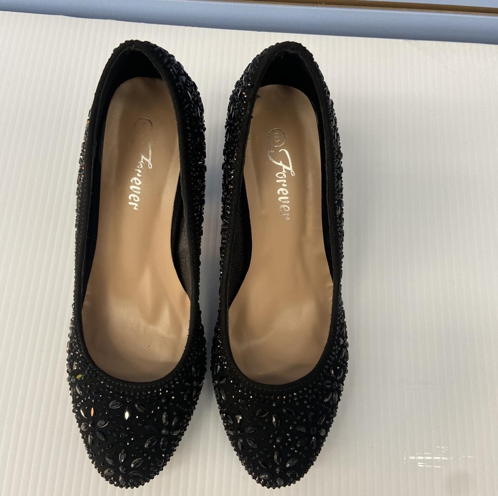 Women's Glitter Sequins High Heeled Black Shoes